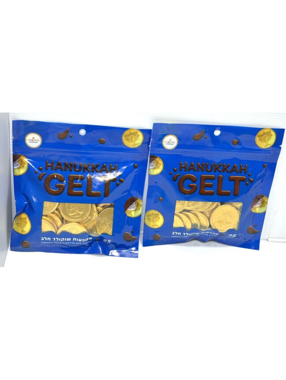 Hanukkah Gelt Milk Chocolate Coins The Dreidel Company Candy Lot of 2 Bags -NEW